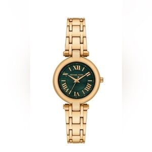 MICHAEL KORS Women Laney Three-Hand Gold/Green -Tone Stainless Steel Watch,30mm